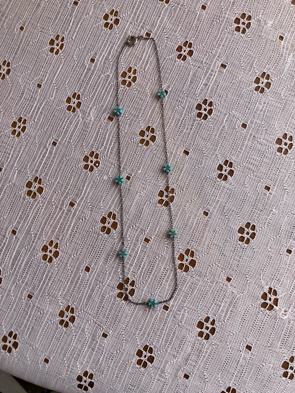 Chain Necklace with Turquoise Flower Beads